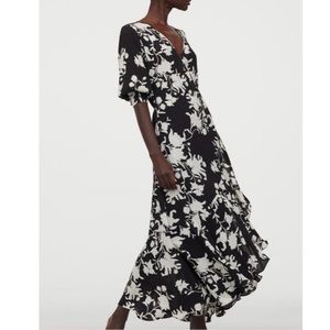 Johanna Ortiz x H&M Crepe Wrap Dress in Black Wild Roses